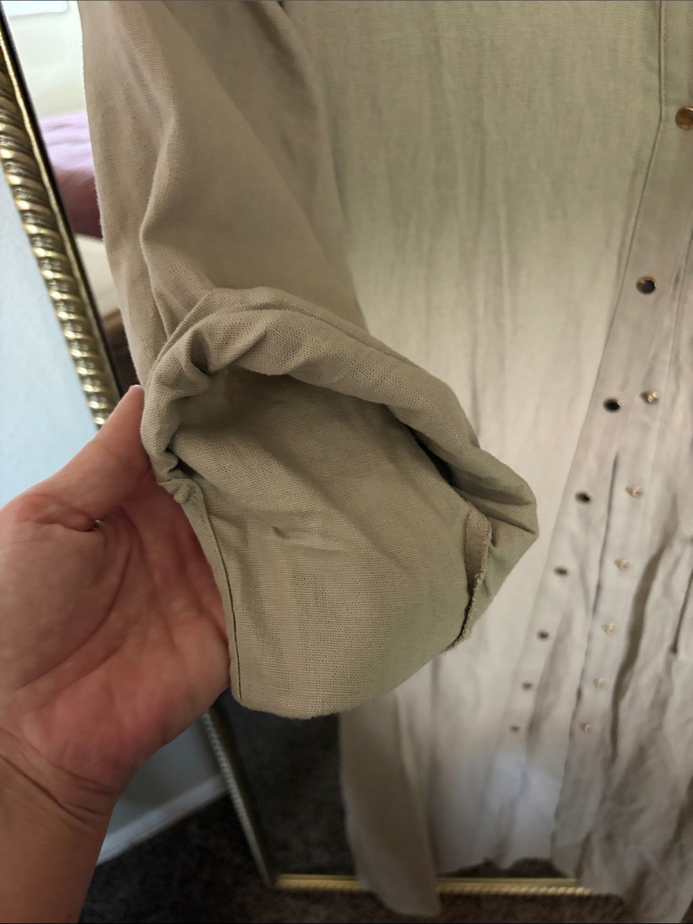 Zara Light Beige Button-Front Maxi Shirt Dress - Picture 2 of 5